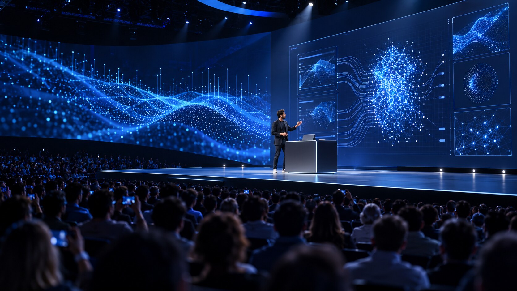 A technology keynote with a live product demonstration